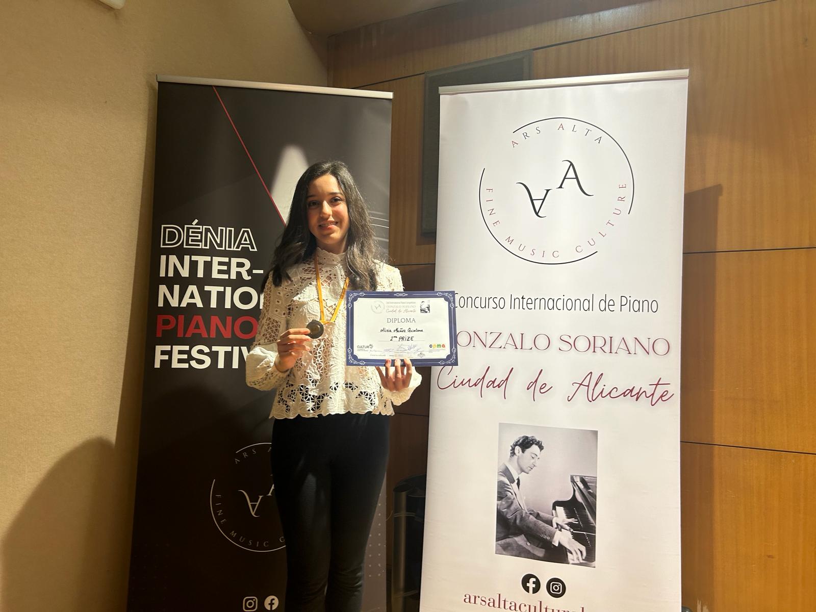 Alicia Muñoz Quintana, 2º Premio en el Concurso Internacional de Piano “Gonzalo Soriano” de Alicante