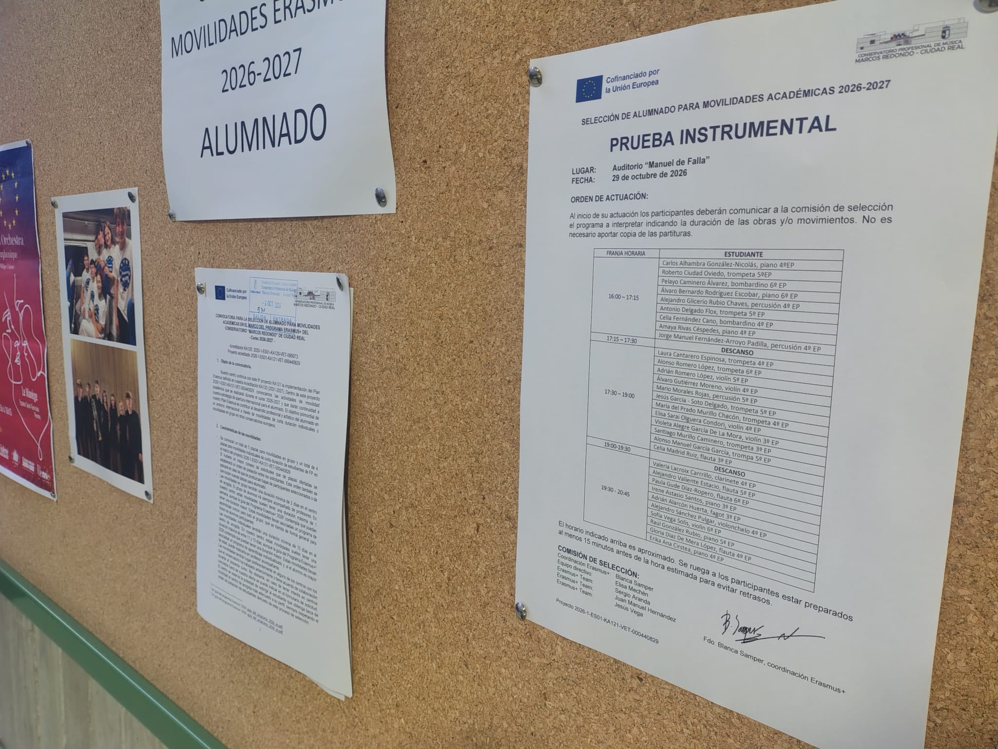 ORDEN DE ACTUACIÓN PRUEBA INSTRUMENTAL ERASMUS+